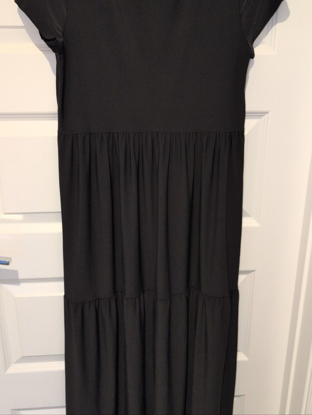 Nicole Miller Black Short-Sleeve Tiered Maxi Dress - Picture 9 of 9